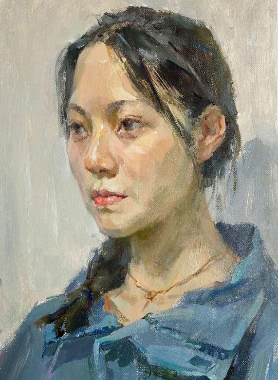 详细阅读:四分之三面色彩头像女青年照片对画 四分之三面色彩头像女青年照片对画