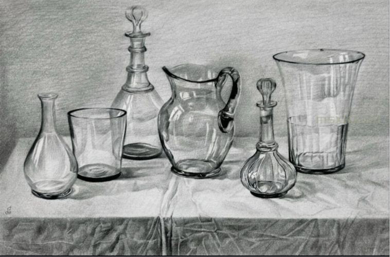 素描玻璃器皿技法步骤分析